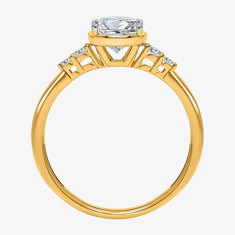 (I / Si2) Womens 2 1/7 Ct. T.W. Lab Grown White Diamond 10K Gold Cushion Engagement Ring