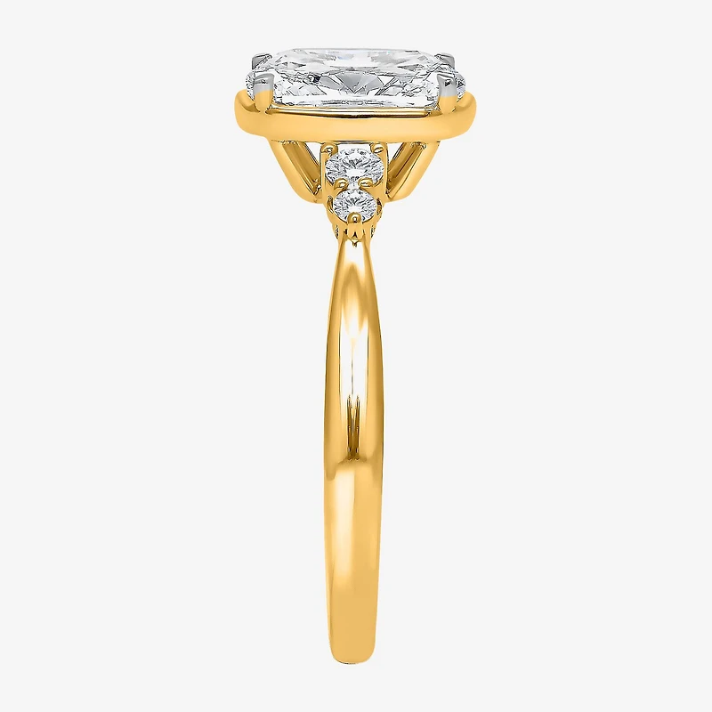 (I / Si2) Womens 2 1/7 Ct. T.W. Lab Grown White Diamond 10K Gold Cushion Engagement Ring