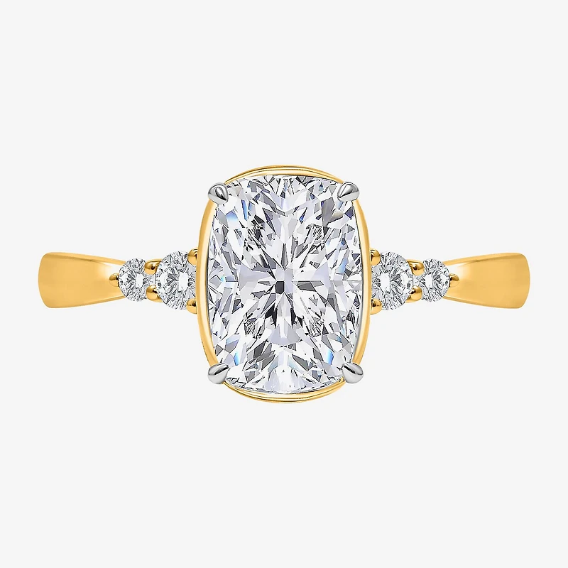 (I / Si2) Womens 2 1/7 Ct. T.W. Lab Grown White Diamond 10K Gold Cushion Engagement Ring