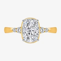 (I / Si2) Womens 2 1/7 Ct. T.W. Lab Grown White Diamond 10K Gold Cushion Engagement Ring