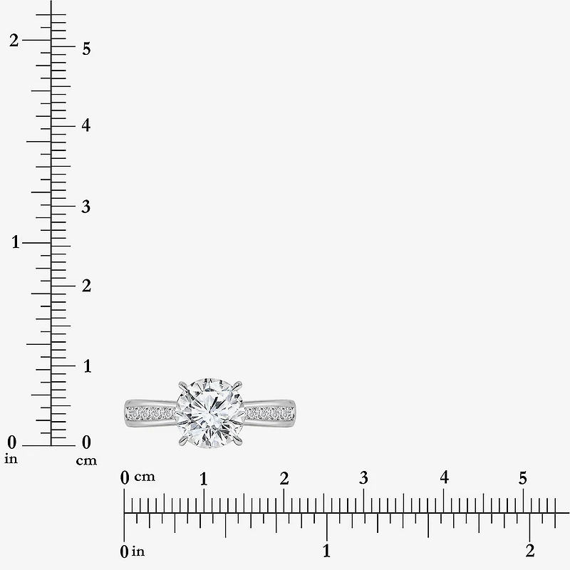 (I / Si2) Womens 2 1/4 CT. T.W. Lab Grown White Diamond 10K Gold Round Side Stone Engagement Ring