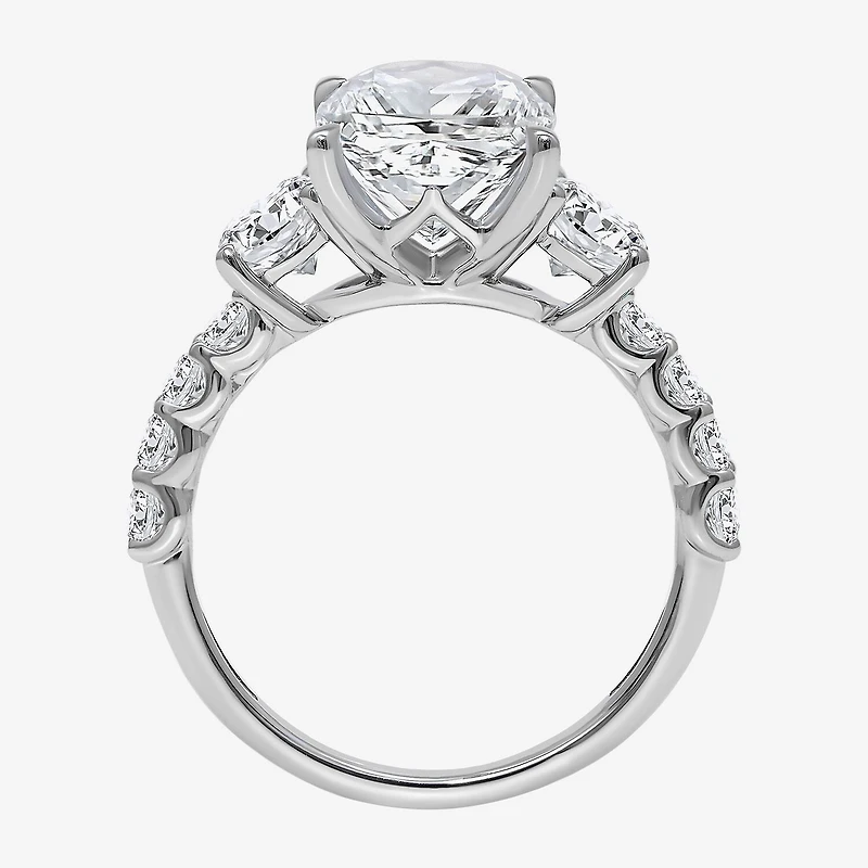 Signature By Modern Bride (I / Si2) Womens 6 3/8 Ct. T.W. Lab Grown White Diamond 14K Gold Cushion Side Stone Engagement Ring