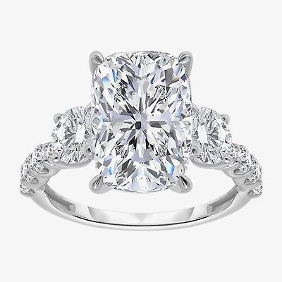 Signature By Modern Bride (I / Si2) Womens 6 3/8 Ct. T.W. Lab Grown White Diamond 14K Gold Cushion Side Stone Engagement Ring