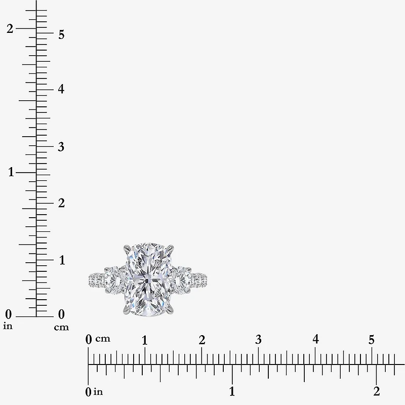 Signature By Modern Bride (I / Si2) Womens 6 3/8 Ct. T.W. Lab Grown White Diamond 14K Gold Cushion Side Stone Engagement Ring