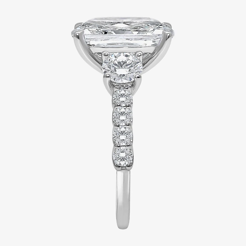 Signature By Modern Bride (I / Si2) Womens 6 3/8 Ct. T.W. Lab Grown White Diamond 14K Gold Cushion Side Stone Engagement Ring