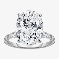 Signature By Modern Bride (I / Si2) Womens 6 1/2 Ct. T.W. Lab Grown White Diamond 14K Gold Oval Side Stone Engagement Ring