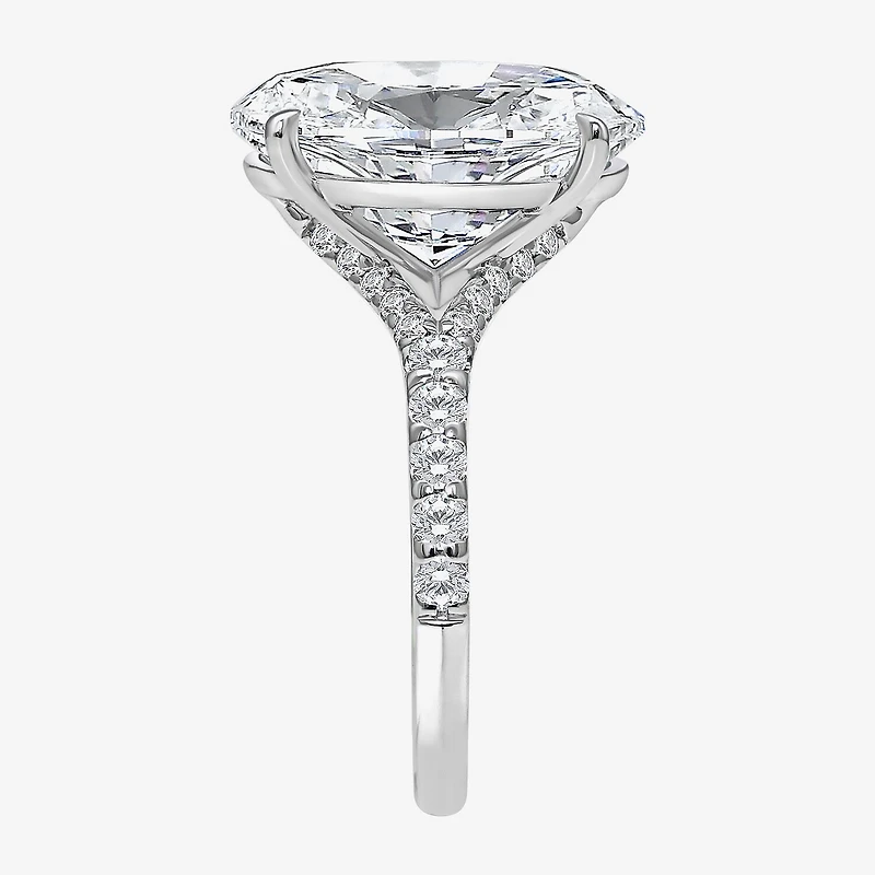 Signature By Modern Bride (I / Si2) Womens 6 1/2 Ct. T.W. Lab Grown White Diamond 14K Gold Oval Side Stone Engagement Ring