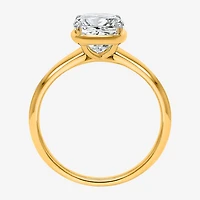 (I / Si2) Womens 3 CT. Lab Grown White Diamond 14K Gold Cushion Solitaire Engagement Ring