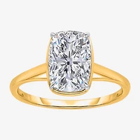 (I / Si2) Womens 3 CT. Lab Grown White Diamond 14K Gold Cushion Solitaire Engagement Ring