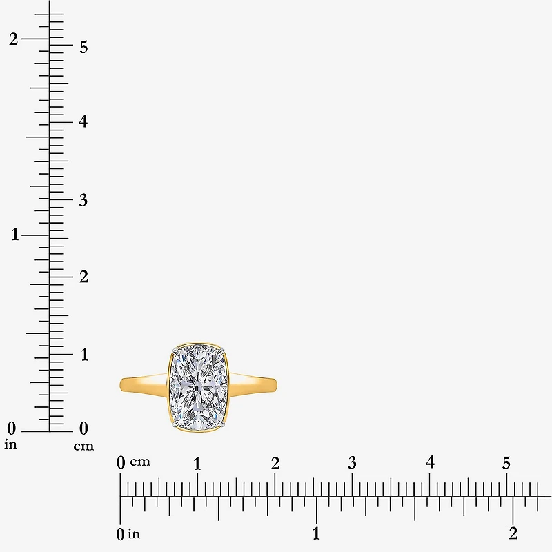 (I / Si2) Womens 3 CT. Lab Grown White Diamond 14K Gold Cushion Solitaire Engagement Ring