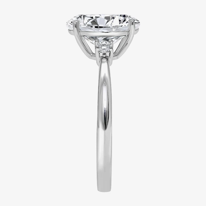 (I / Si2) Womens 2 1/10 CT. T.W. Lab Grown White Diamond 10K Gold Round 3-Stone Engagement Ring