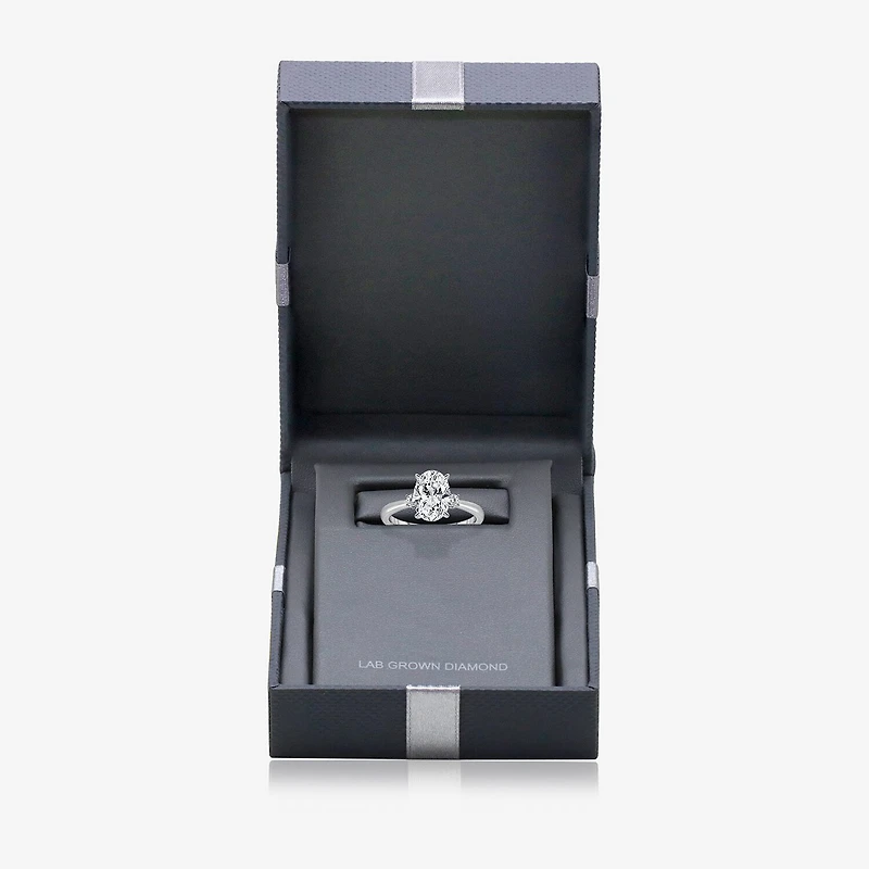 (I / Si2) Womens 2 1/10 CT. T.W. Lab Grown White Diamond 10K Gold Round 3-Stone Engagement Ring