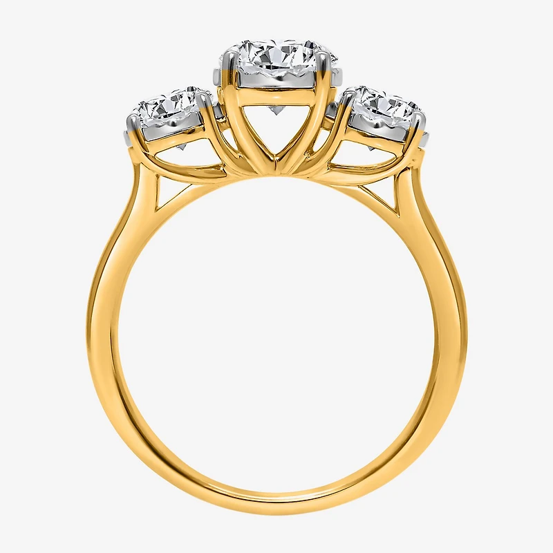 (I / Si2) Womens 2 CT. T.W. Lab Grown White Diamond Sterling Silver Round 3-Stone Engagement Ring