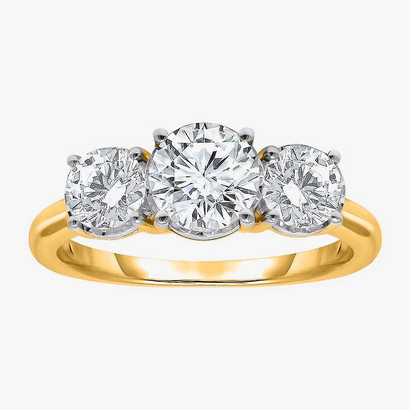 (I / Si2) Womens 2 CT. T.W. Lab Grown White Diamond Sterling Silver Round 3-Stone Engagement Ring