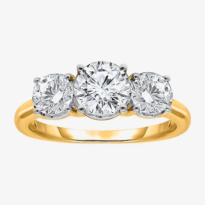 (I / Si2) Womens 2 CT. T.W. Lab Grown White Diamond Round 3-Stone Engagement Ring