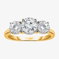 (I / Si2) Womens 2 CT. T.W. Lab Grown White Diamond Sterling Silver Round 3-Stone Engagement Ring