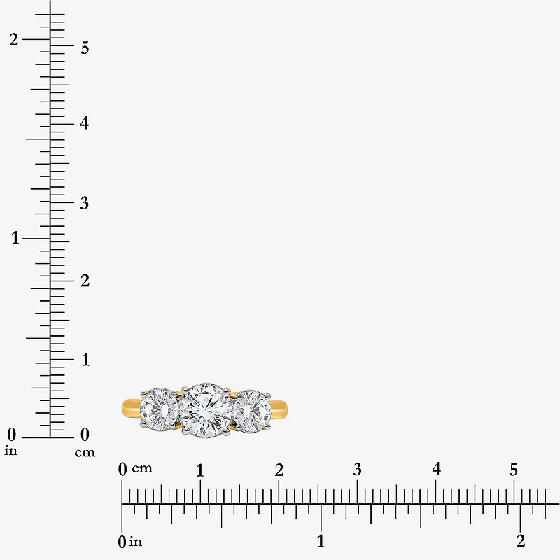 (I / Si2) Womens 2 CT. T.W. Lab Grown White Diamond Sterling Silver Round 3-Stone Engagement Ring