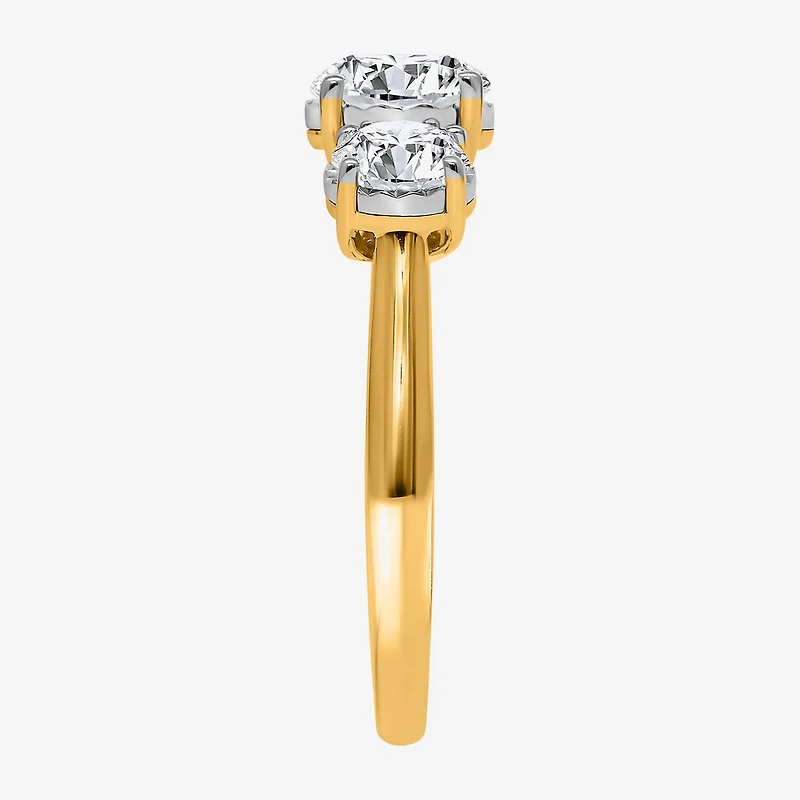 (I / Si2) Womens 2 CT. T.W. Lab Grown White Diamond Sterling Silver Round 3-Stone Engagement Ring