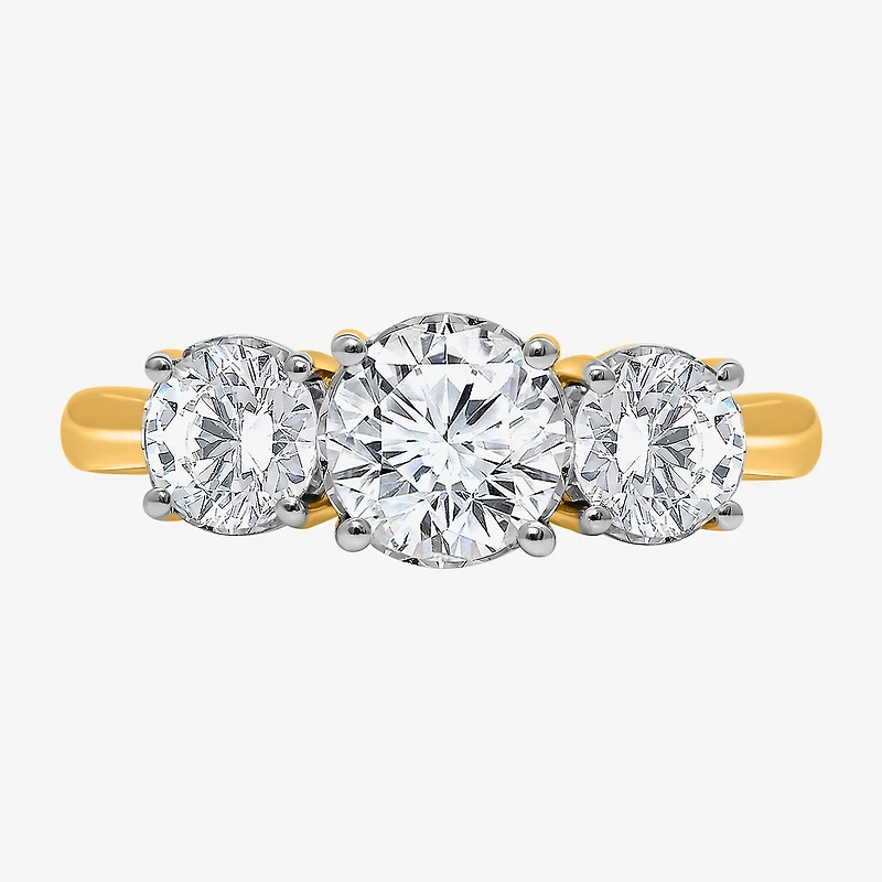 (I / Si2) Womens 2 CT. T.W. Lab Grown White Diamond Sterling Silver Round 3-Stone Engagement Ring