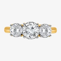 (I / Si2) Womens 2 CT. T.W. Lab Grown White Diamond Sterling Silver Round 3-Stone Engagement Ring