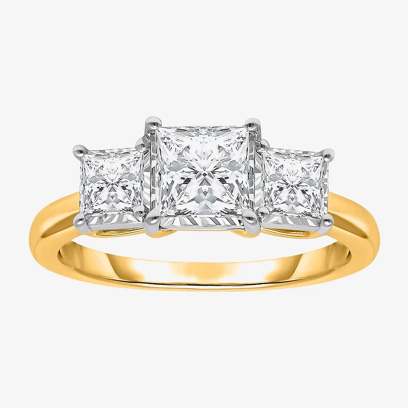 (I / Si2) Womens 2 CT. T.W. Lab Grown White Diamond Sterling Silver 3-Stone Engagement Ring