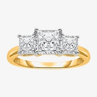 (I / Si2) Womens 2 CT. T.W. Lab Grown White Diamond Sterling Silver 3-Stone Engagement Ring