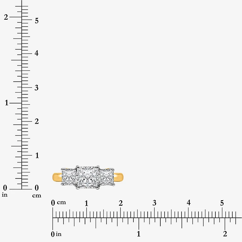(I / Si2) Womens 2 CT. T.W. Lab Grown White Diamond Sterling Silver 3-Stone Engagement Ring