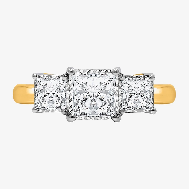 (I / Si2) Womens 2 CT. T.W. Lab Grown White Diamond Sterling Silver 3-Stone Engagement Ring