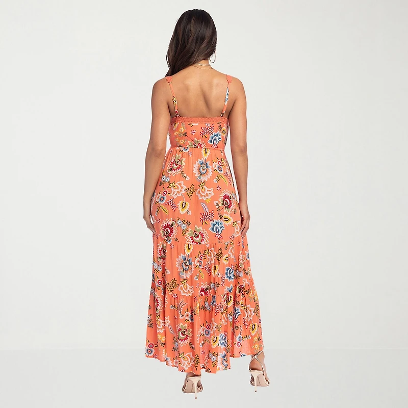 JS Jessica Simpson Womens Square Neck Sleeveless Partially Lined Maxi Dress