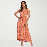 JS Jessica Simpson Womens Square Neck Sleeveless Partially Lined Maxi Dress