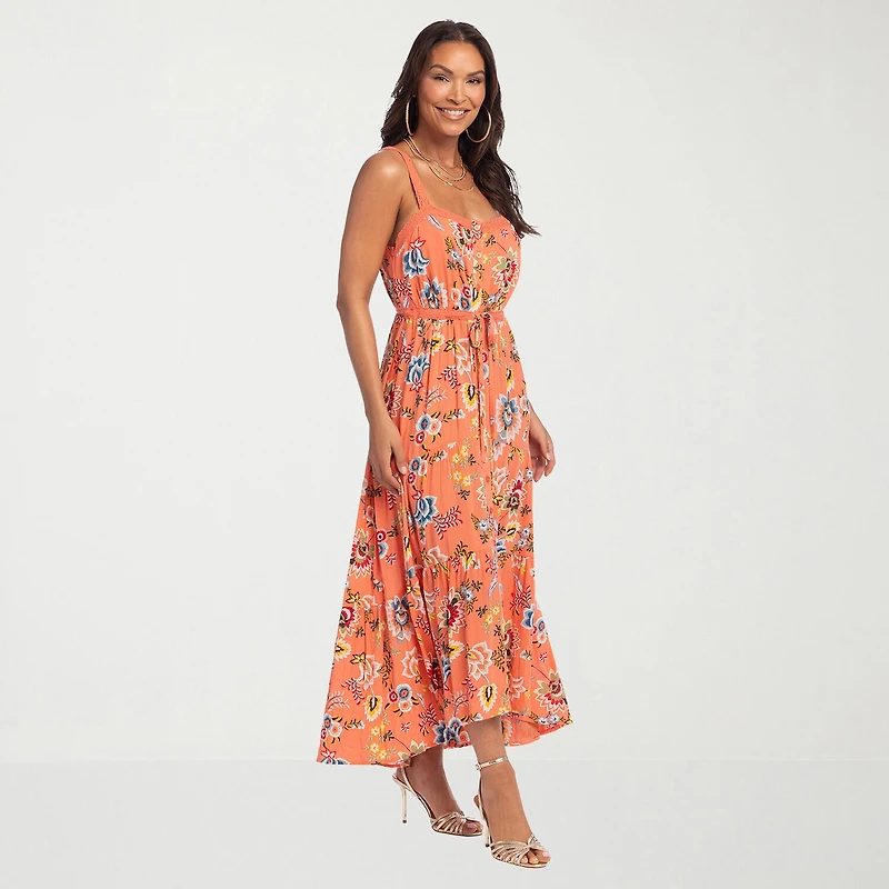 JS Jessica Simpson Womens Square Neck Sleeveless Partially Lined Maxi Dress