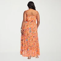 JS Jessica Simpson Womens Plus Square Neck Sleeveless Maxi Dress