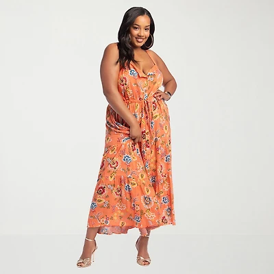JS Jessica Simpson Womens Plus Square Neck Sleeveless Maxi Dress