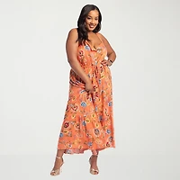 JS Jessica Simpson Womens Plus Square Neck Sleeveless Maxi Dress