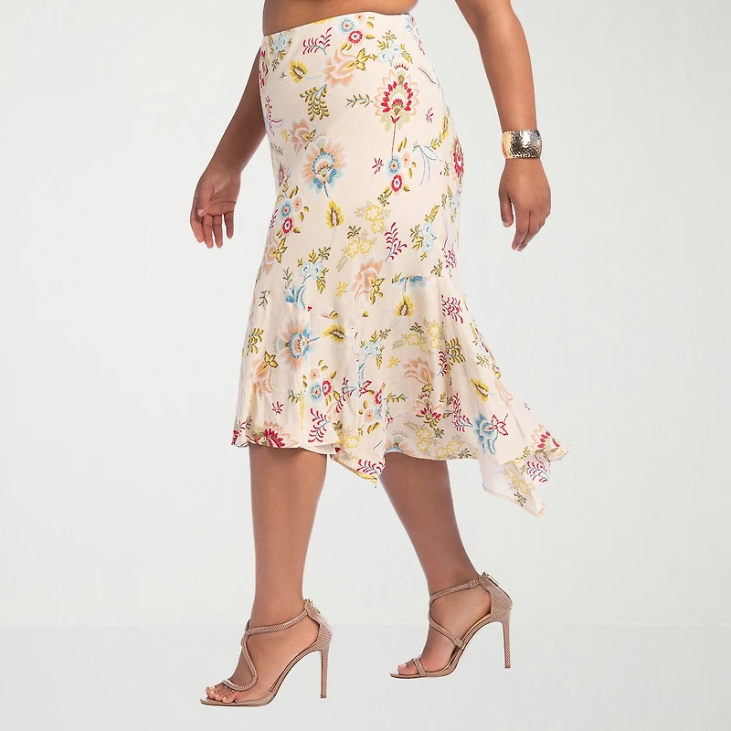 JS Jessica Simpson Womens Plus High Rise Midi A-Line Skirt