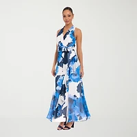 London Style Womens V Neck Sleeveless Maxi Dress