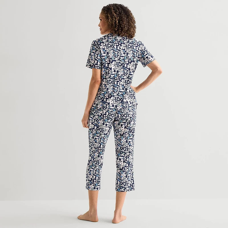 Liz Claiborne Womens Short Sleeve 2-pc. Pajama Set