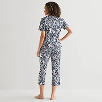 Liz Claiborne Womens Short Sleeve 2-pc. Pajama Set