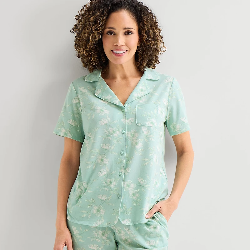 Liz Claiborne Womens Short Sleeve 2-pc. Pajama Set
