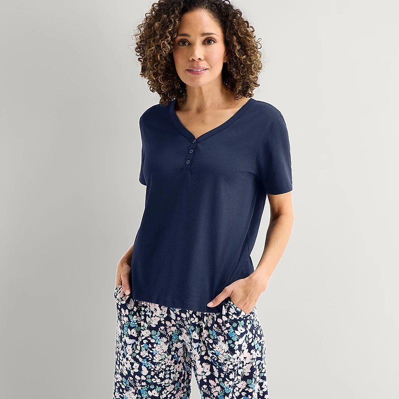 Liz Claiborne Womens Short Sleeve 2-pc. Pajama Set