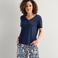Liz Claiborne Womens Short Sleeve 2-pc. Pajama Set