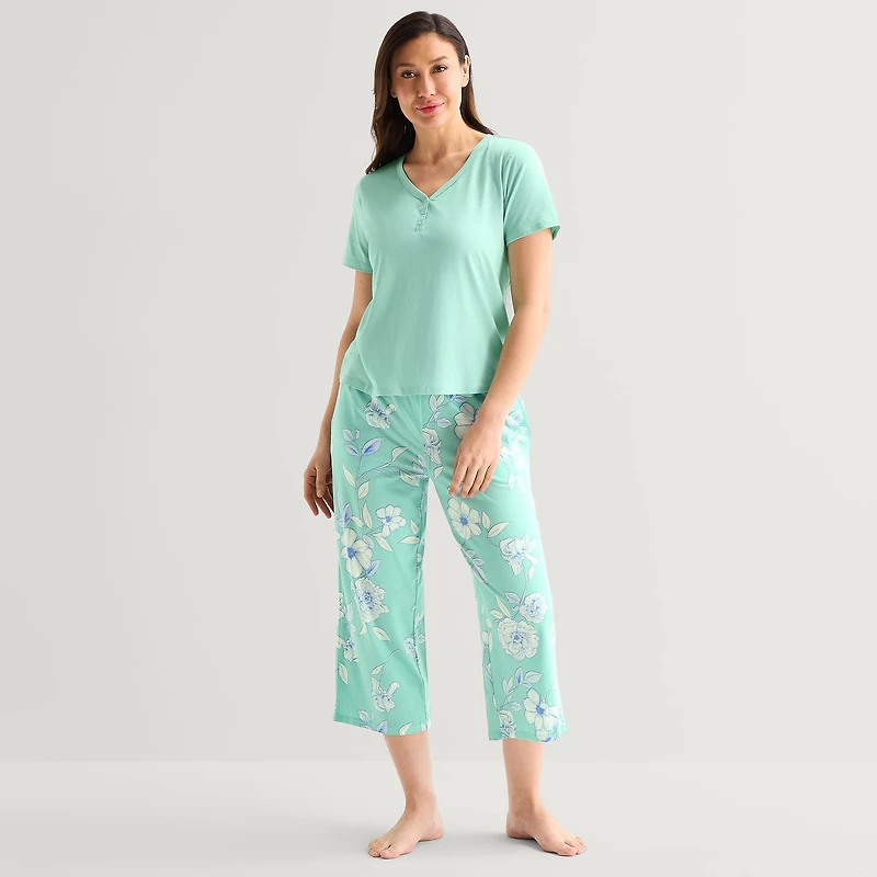 Liz Claiborne Womens Short Sleeve 2-pc. Pajama Set