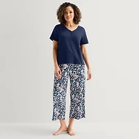 Liz Claiborne Womens Short Sleeve 2-pc. Pajama Set
