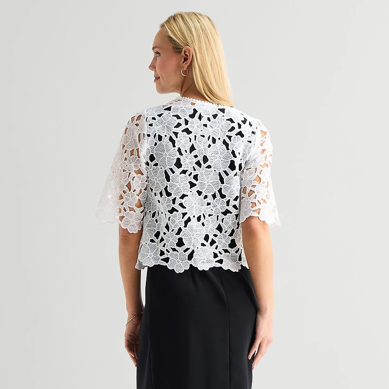 Rabbit Design Womens Short Sleeve Floral Shrug