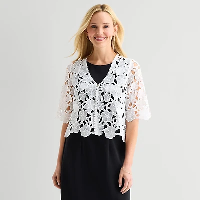 Rabbit Design Womens Short Sleeve Floral Shrug