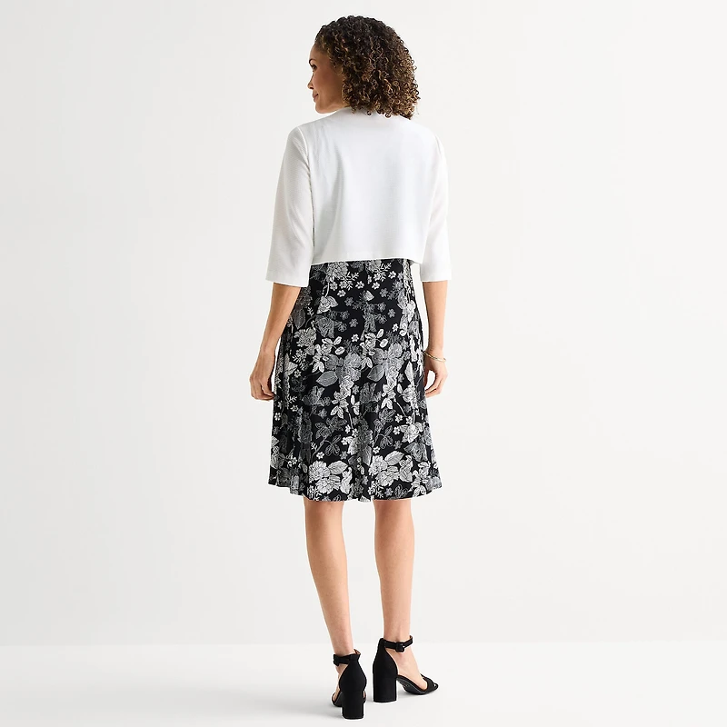 Perceptions Womens Floral Jacket Dress