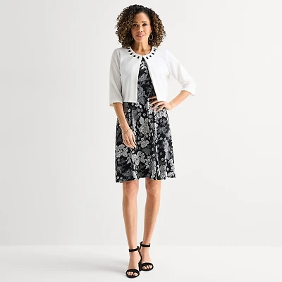 Perceptions Womens Floral Jacket Dress