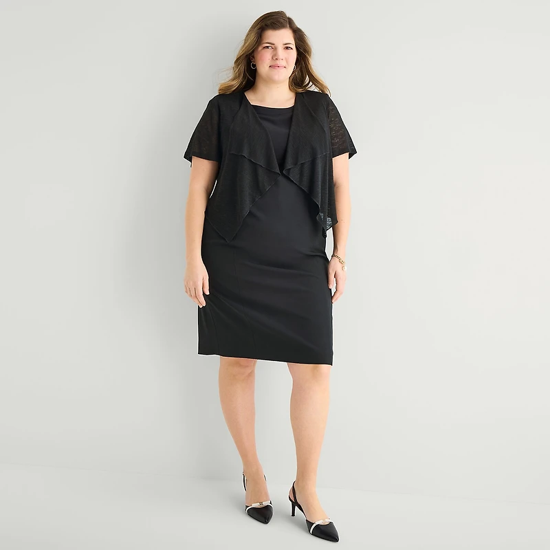 Perceptions Womens Short Sleeve Shrug Plus
