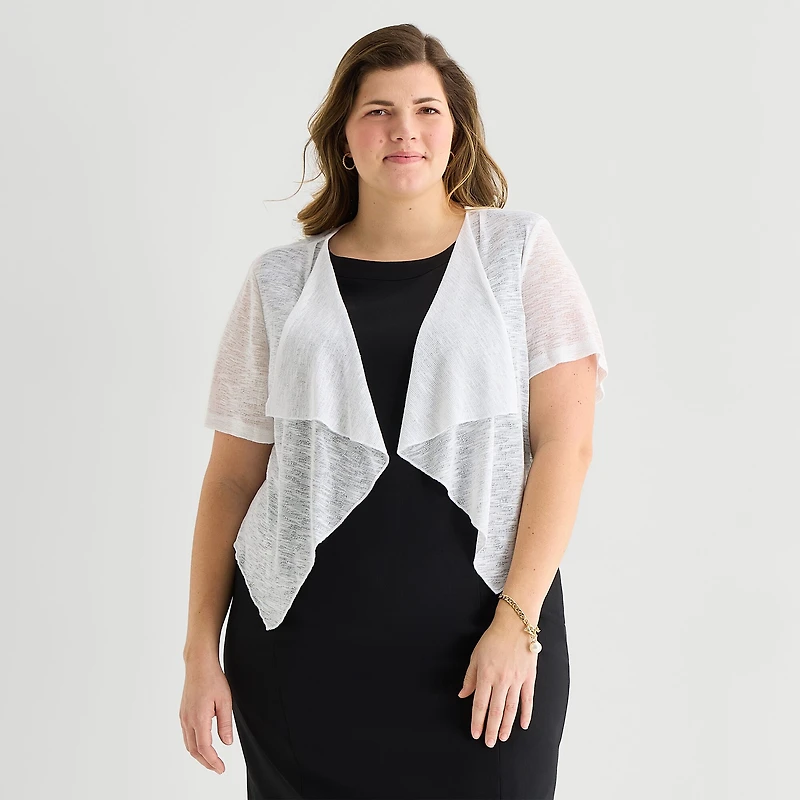 Perceptions Womens Short Sleeve Shrug Plus