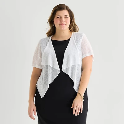 Perceptions Womens Short Sleeve Shrug Plus